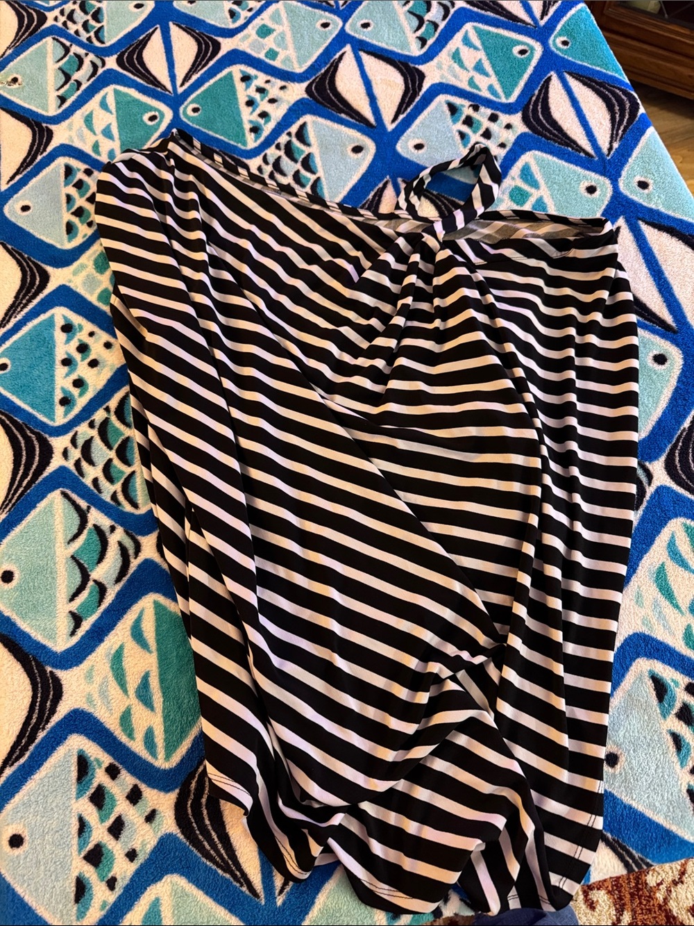 Lane Bryant Black and White Diagonal Stripe asymmetrical Shirt